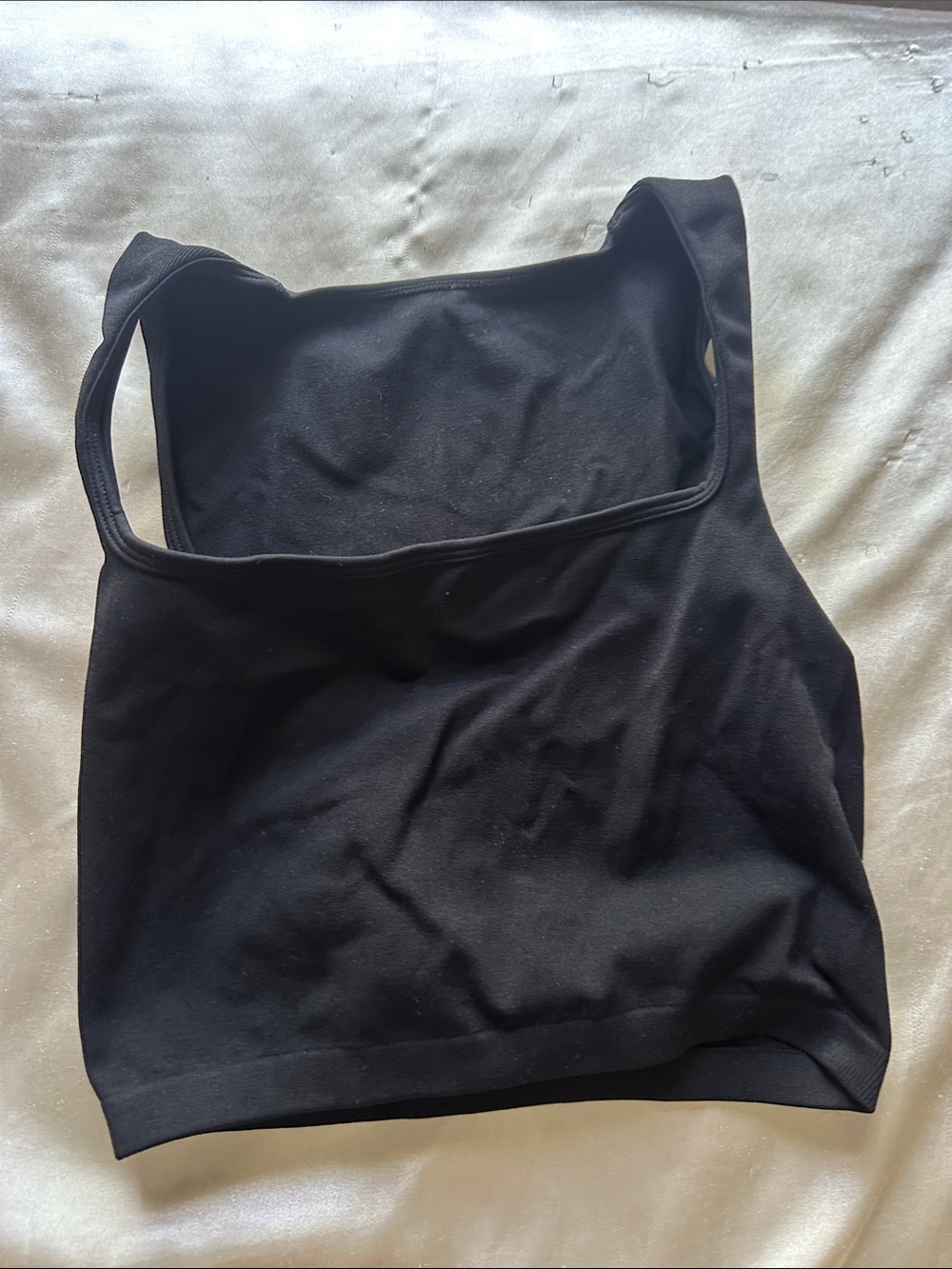 Black Square Neck Crop Tank Top